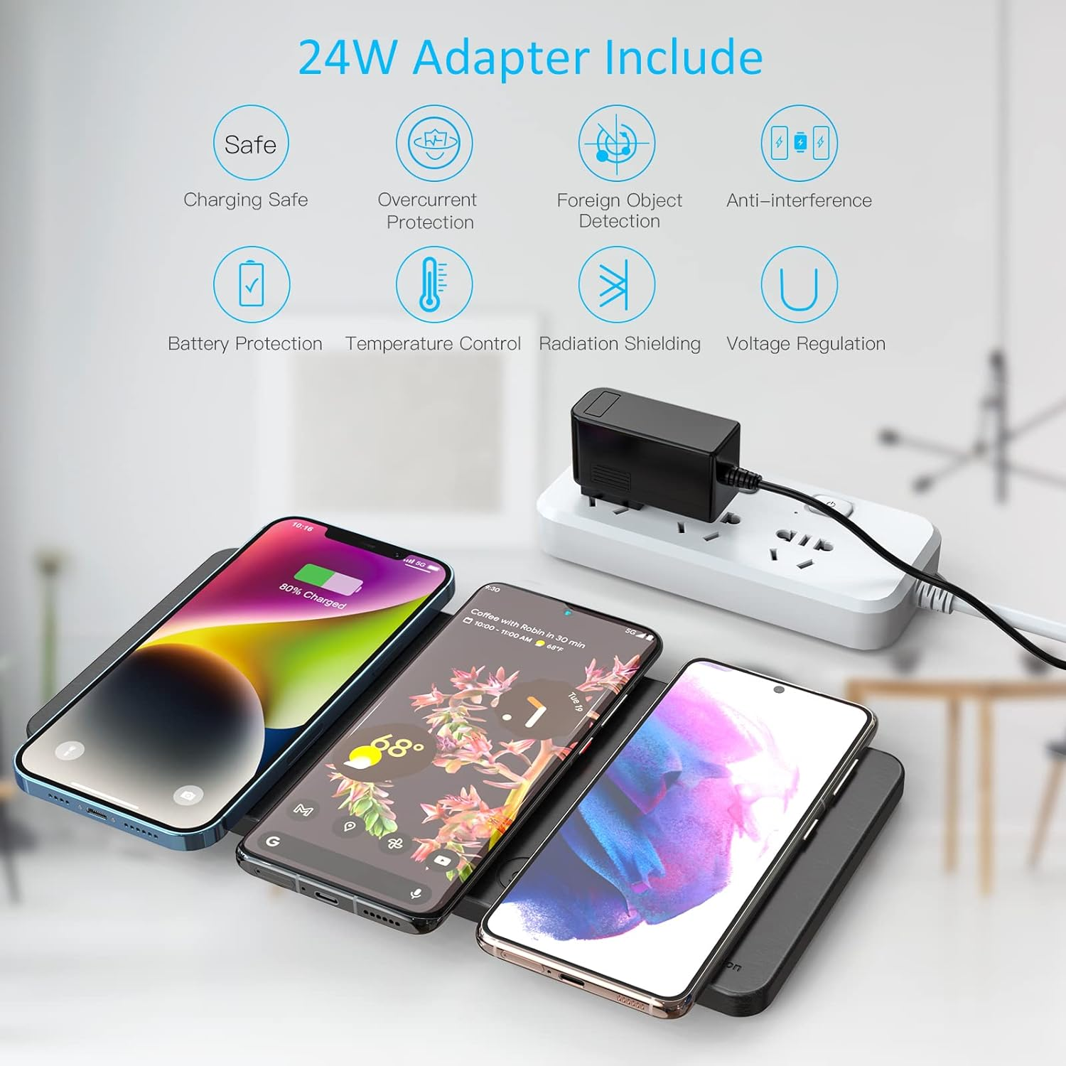 ZealSound Ultra-Slim Triple Wireless Charger Station: Best Charging Pads for Multi-Device